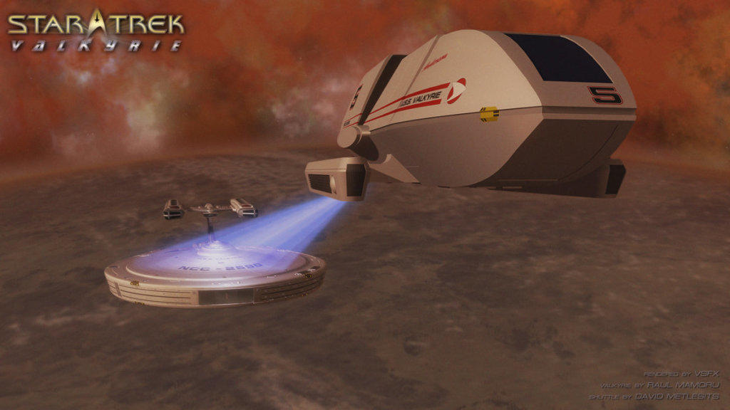 Shuttlecraft Anderson attempts to stop the Valkyrie from burning up in the atmosphere of a planet.